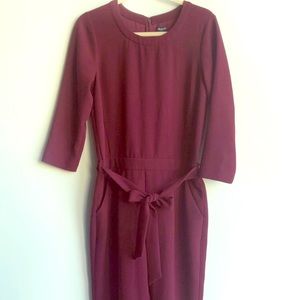 MADEWELL Sloan Burgundy Maroon Belted Jumpsuit